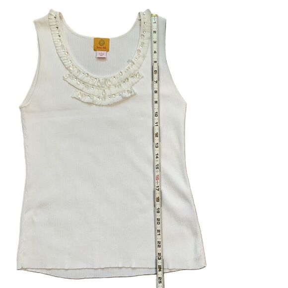 Ruby Rd Womens Sleeveless White Scoop Neck Ruffled Tank Top Size Large - Picture 8 of 11